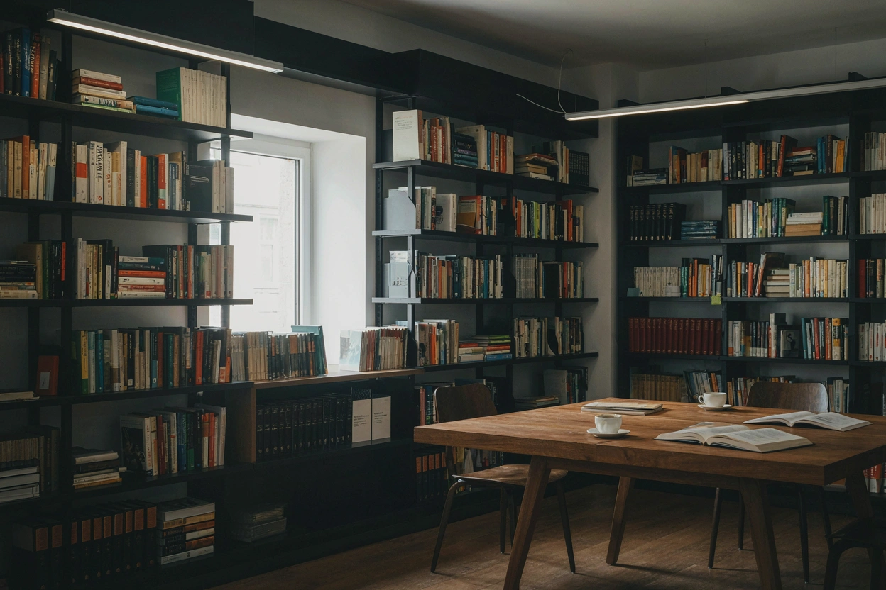 Bibliothèque et bureau de la maison d'édition GEP Éditions